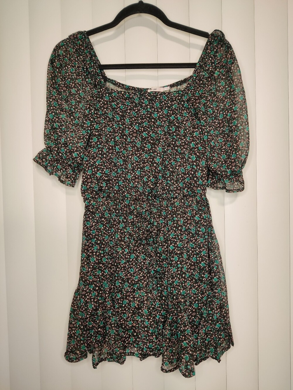 miami Black Romper with Green Floral